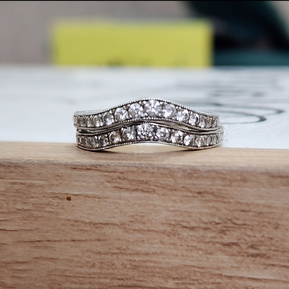 Gabriel & CO. 14kt White Gold Wedding Band Set. - Picture 2 of 8